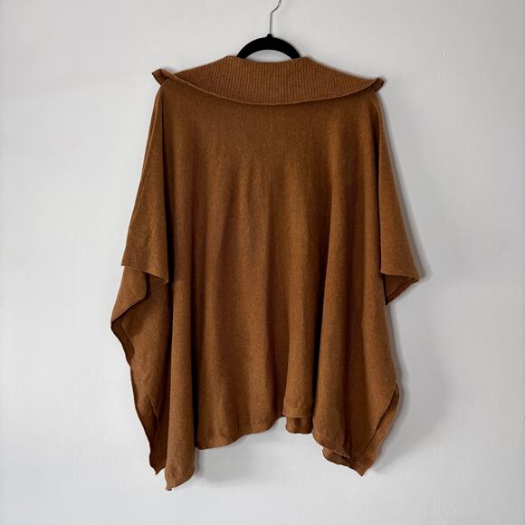 Banana Republic Oversized Knit Poncho Sweater Camel Quarter Zip Pre-Loved - Picture 7 of 12
